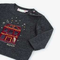 Bonpoint-Boys Grey Festive Knit Jumper | Childrensalon Outlet