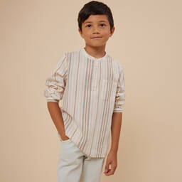 بونبوان-قميص قطن مقلم لون عاجي للأولاد | Childrensalon Outlet