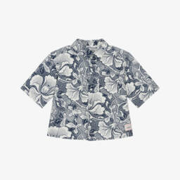 Bonpoint-Boys Navy Botanical Cotton Shirt | Childrensalon Outlet