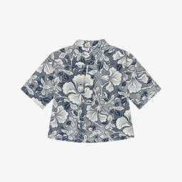 Bonpoint-Boys Navy Botanical Cotton Shirt | Childrensalon Outlet