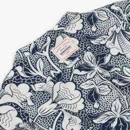 بونبوان-قميص قطني أزرق بحري بنقشة نباتية للأولاد | Childrensalon Outlet