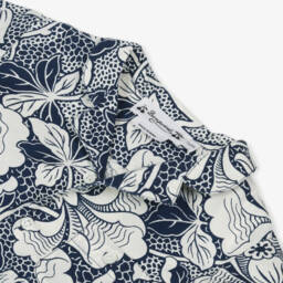 بونبوان-قميص قطني أزرق بحري بنقشة نباتية للأولاد | Childrensalon Outlet