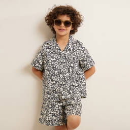 Bonpoint-Черно-белые хлопковые шорты с цветами | Childrensalon Outlet