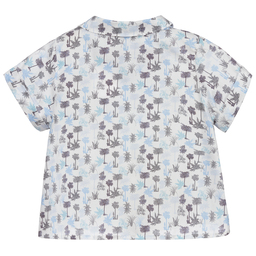 Bonpoint-Boys White & Blue Cotton Shirt | Childrensalon Outlet