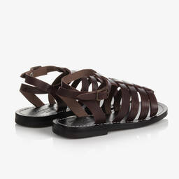 Bonpoint-Brown Leather Gladiator Sandals | Childrensalon Outlet