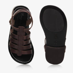 Bonpoint-Brown Leather Gladiator Sandals | Childrensalon Outlet