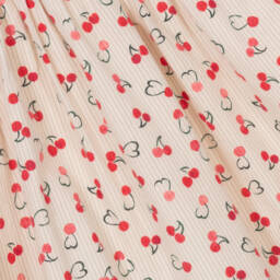 Bonpoint-فستان بطبعة الكرز قطن مقلم لون عاجي | Childrensalon Outlet