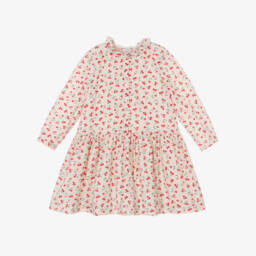 Bonpoint-فستان بطبعة الكرز قطن مقلم لون عاجي | Childrensalon Outlet