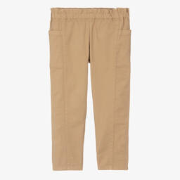 Bonpoint-Girls Beige Cotton Twill Trousers | Childrensalon Outlet