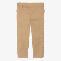 Bonpoint-Girls Beige Cotton Twill Trousers | Childrensalon Outlet