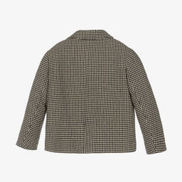 Bonpoint-Girls Beige Wool Houndstooth Blazer | Childrensalon Outlet