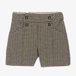 Bonpoint-Girls Beige Wool Houndstooth Shorts | Childrensalon Outlet