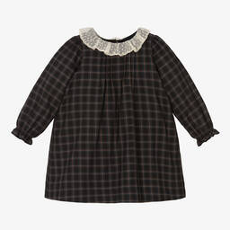 Bonpoint-Girls Black Check Lace Collar Dress | Childrensalon Outlet