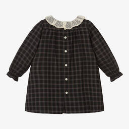 Bonpoint-Girls Black Check Lace Collar Dress | Childrensalon Outlet