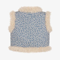 Bonpoint-Girls Blue Embroidered Gilet Jacket | Childrensalon Outlet
