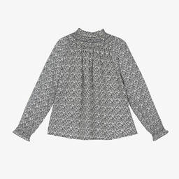 Bonpoint-Girls Blue Floral Hand-Smocked Cotton Blouse | Childrensalon Outlet