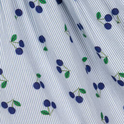 Bonpoint-Girls Blue Stripe Cherry Dress | Childrensalon Outlet