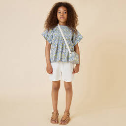 Bonpoint-Girls Blue & Yellow Floral Blouse | Childrensalon Outlet