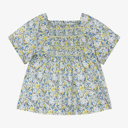 Bonpoint-Girls Blue & Yellow Floral Blouse | Childrensalon Outlet