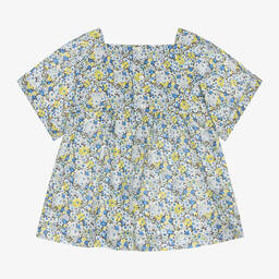 Bonpoint-Girls Blue & Yellow Floral Blouse | Childrensalon Outlet