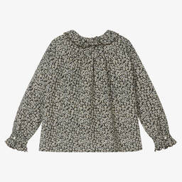 Bonpoint-Коричневая хлопковая блузка в цветочек | Childrensalon Outlet