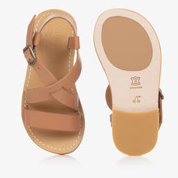 Bonpoint-Girls Brown Leather Sandals | Childrensalon Outlet
