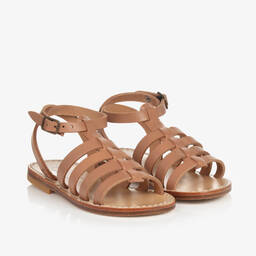 Bonpoint-Girls Brown Leather Sandals | Childrensalon Outlet
