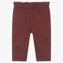 Bonpoint-Girls Burgundy Red Cotton Trousers | Childrensalon Outlet