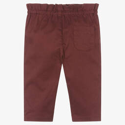 Bonpoint-Girls Burgundy Red Cotton Trousers | Childrensalon Outlet