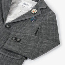 Bonpoint-Girls Charcoal Checked Wool Blazer | Childrensalon Outlet
