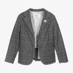 Bonpoint-Girls Charcoal Checked Wool Blazer | Childrensalon Outlet