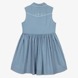 Bonpoint-Хлопковое платье-сарафан синего цвета для девочек | Childrensalon Outlet