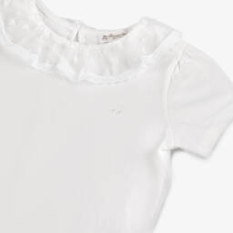 Bonpoint-Girls Creamy Tulle Trim Tee | Childrensalon Outlet