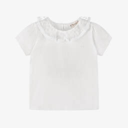 Bonpoint-Girls Creamy Tulle Trim Tee | Childrensalon Outlet