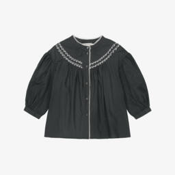 Bonpoint-Girls Elegant Black Cotton Top | Childrensalon Outlet