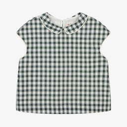 Bonpoint-Girls Elegant Ivory Check Blouse | Childrensalon Outlet