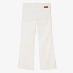 Bonpoint-Girls Flared Ivory Cotton Trousers | Childrensalon Outlet