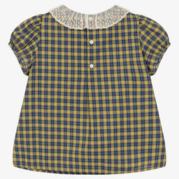 Bonpoint-Girls Green Checked Poplin Blouse | Childrensalon Outlet