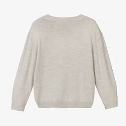 Bonpoint-Серый шерстяной джемпер с кошкой | Childrensalon Outlet