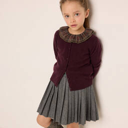 بونبوان-تنورة مزيج صوف بكسرات لون رمادي | Childrensalon Outlet