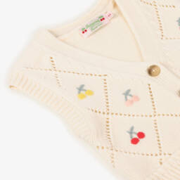 بونبوان-بلوفر بدون أكمام كشمير وقطن لون عاجي للبنات | Childrensalon Outlet