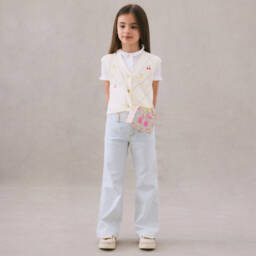 بونبوان-بلوفر بدون أكمام كشمير وقطن لون عاجي للبنات | Childrensalon Outlet