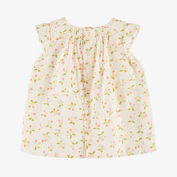 Bonpoint-Кремовый хлопковый топ с вишнями для девочек | Childrensalon Outlet