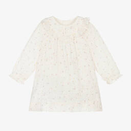 Bonpoint-Girls Ivory Cotton Ditsy Floral Dress | Childrensalon Outlet
