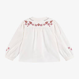 Bonpoint-Girls Ivory Cotton Embroidered Blouse | Childrensalon Outlet