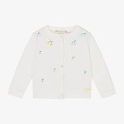 Bonpoint-Girls Ivory Cotton Knit Cardigan | Childrensalon Outlet