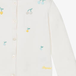Bonpoint-Girls Ivory Cotton Knit Cardigan | Childrensalon Outlet