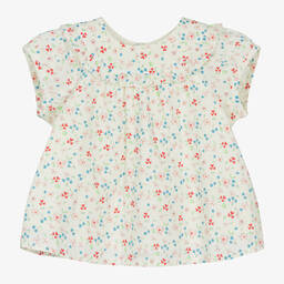 Bonpoint-Кремовая хлопковая блузка с цветами для девочек | Childrensalon Outlet