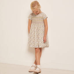 Bonpoint-Girls Ivory Liberty Print Smocked Dress | Childrensalon Outlet