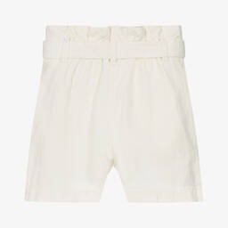 Bonpoint-Girls Ivory Linen & Cotton Belted Shorts | Childrensalon Outlet